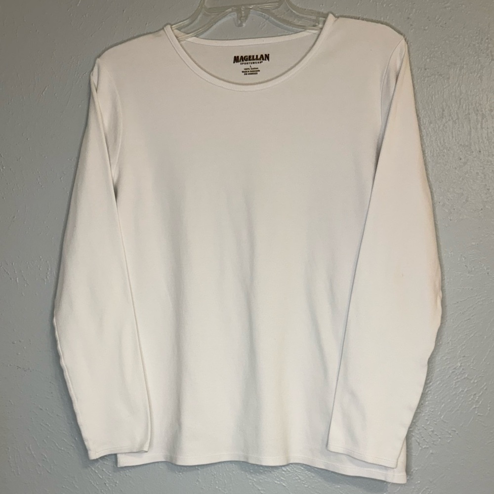 Magellan L Outdoors White 100% Cotton Long Sleeve Shirt